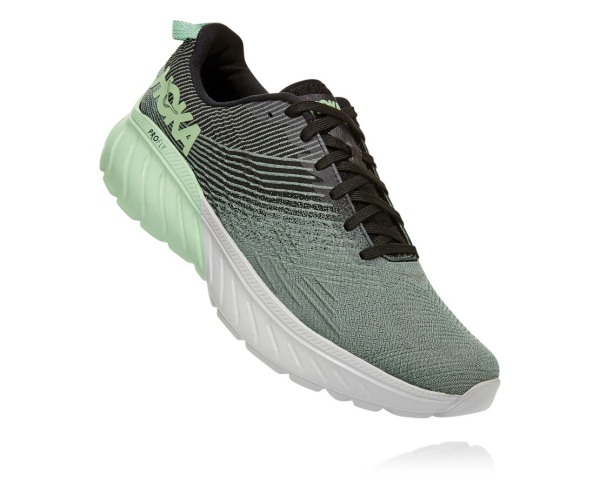 Hoka One One Mach 3 Mens UK - Green Grey / Black Road Running Shoes - GTBXU7639